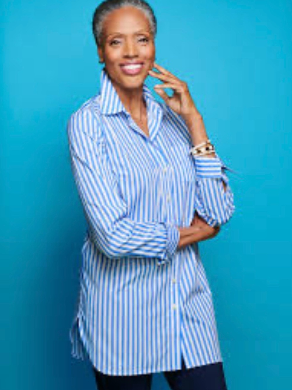NWOT Talbots/ Classic Blue & White Striped Button-Up Top….181